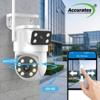Caméra IP PTZ sans fil 4K 4MP à double objectif, extérieure, suivi automatique à 360°, vision nocturne, WiFi, microphone intégré