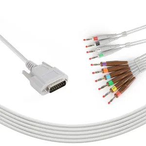 Edan 호환 SE-601B/ ST-1212 10 리드 직접 연결 EKG 케이블 바나나 4.0mm 커넥터 AHA 표준