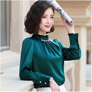 Chemisier tendance pour femme, style coréen, coupe ample, en polyester et mousseline, avec manches princesse, lavable, collection automne 2026 - Product Image 1