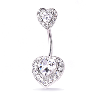 Bijoux Gaby, anneau de nombril en acier chirurgical 316L, cœur en zircone cubique transparente, double fixation