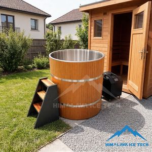 Baignoire <span class=keywords><strong>de</strong></span> trempage froid <span class=keywords><strong>de</strong></span> luxe pour la maison - Extérieur en <span class=keywords><strong>bois</strong></span> composite, intérieur en acier inoxydable 304, pour les rituels <span class=keywords><strong>de</strong></span> récupération en jardin et en cour - Product Image 6