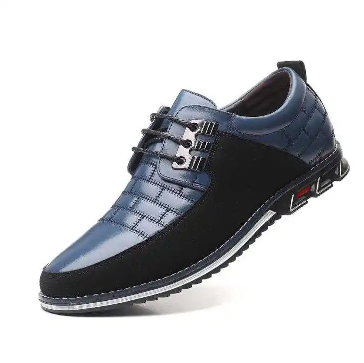 Men's round head leather men's casual single shoes front tie tooling shoes large size low heel casual men's shoes