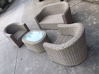Ensemble de canapé 4 pièces en rotin moderne, durable et confortable, résistant aux intempéries, pour jardin, balcon, avec table basse et chaise individuelle