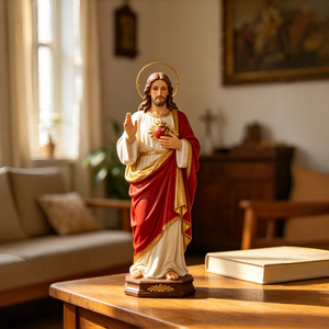 Décoration religieuse en résine Vierge <span class=keywords><strong>Marie</strong></span> et Père Saint, style Noël, pour la maison, pleine d'amour - Product Image 1