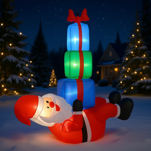 Père Noël gonflable de 5 pieds avec lumières LED, décoration de jardin de Noël en plein air, trois boîtes cadeaux, décoration gonflable de Noël - Product Image 2