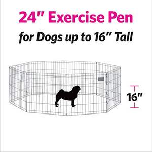 La penna pieghevole in metallo per cuccioli/cani per uso interno/esterno senza porta fornisce 16 piedi quadrati di spazio di gioco alto 24 pollici - Product Image 2