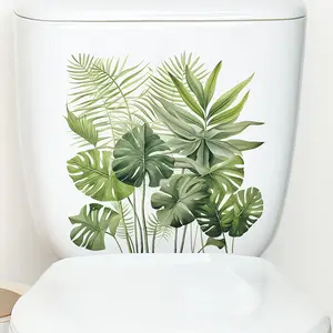 Stiker dinding daun hijau tropis stiker Toilet kamar mandi stiker dinding perbaikan rumah dekorasi dinding tahan air