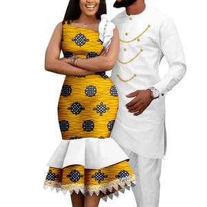 Tenues assorties pour couples Dashiki africaines, grandes tailles, chemises et pantalons pour hommes, vêtements de fête de mariage 23C039 - Product Image 6