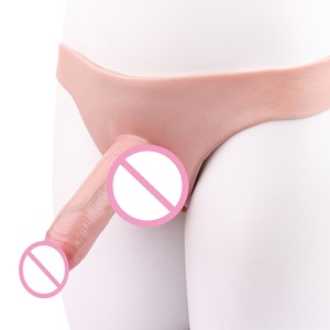 FAAK Silicone Penis Extender Pants Realistic Hollow <b>Dildo</b> Reusable Condom Penis Enlargement Extension Delay Ejaculation - Product Image 3