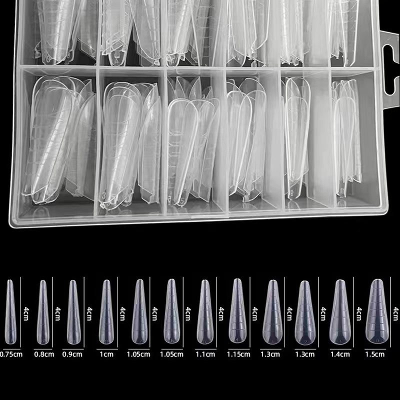 2 formas de uñas dobles largas y cónicas