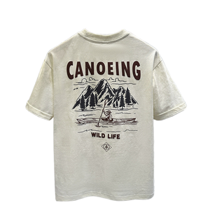 Camiseta de manga corta para hombre con estampado de vida silvestre Canoeing, corte regular, cuello redondo, informal, de algodón - Product Image 1