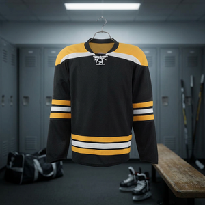 Maillot de hockey sur glace personnalisé, nouveau design, impression par sublimation intégrale, polyester/coton, col en V, vente en gros pour hommes - Product Image 6