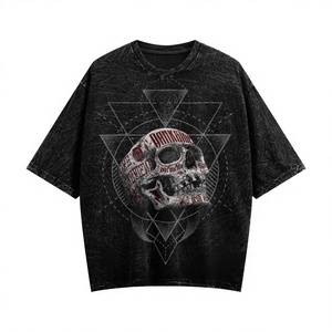 เสื้อยืดโอเวอร์ไซส์ผู้ชายสไตล์พังก์ ล้างสีแบบแอซิดวอช ผ้าฝ้าย/ใยไผ่ พิมพ์ลายตัวอักษรและโลโก้ด้านหน้าตามสั่ง เป็นมิตรต่อสิ่งแวดล้อม ขายส่ง - Product Image 3