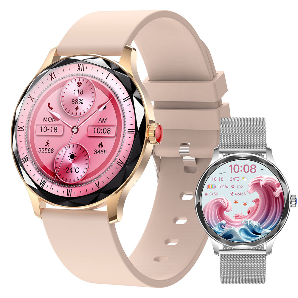 FW45 Fashion Ladies Smart Watch 2026 with 1.32inch AMOLED IP67 NFC Health Monitoring BT Calling Smart Watch for Women