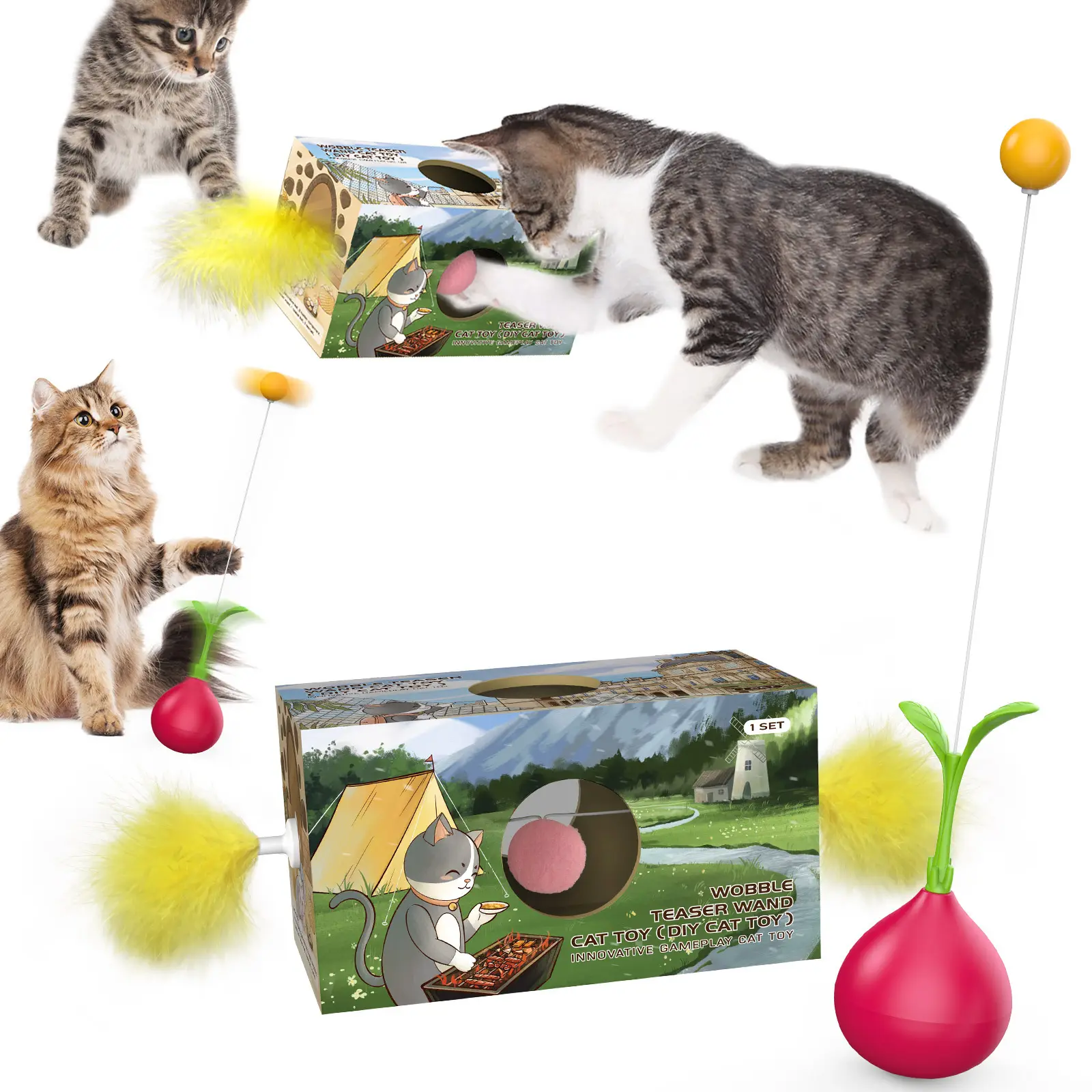 وصل حديثاً صندوق تعليمي تفاعلي لعبة فأر صديق للبيئة لعبة طائر كأس بجاذبية مضادة للقلق لقطط أليفة