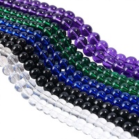 Hochtransparente Glaskristall-Rundperlen in Lila, Grün, Blau, Mehrfarbige Optionen, Damen-Armband-Abstandshalter, DIY-Schmuck