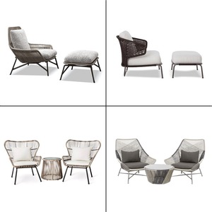 Ensemble trois pièces de chaises en rotin <span class=keywords><strong>pour</strong></span> jardin, <span class=keywords><strong>balcon</strong></span> et loisirs, avec table basse, mobilier imperméable et résistant aux UV <span class=keywords><strong>pour</strong></span> usage hôtelier - Product Image 4