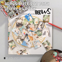 50 pcs/pack mignon Mini chat motif papier autocollants haricot livre miaou planète fond décoratif Collage