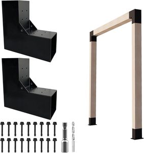 Kit de supports de pergola à 2 voies en forme de L pour bricolage, supports en bois pour poutres de 4x4 pouces, pour pergolas de patio - Product Image 1