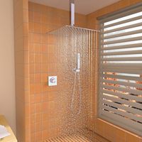 NPYSVSSS Robinet mélangeur thermostatique à bouton-poussoir bidirectionnel pour douche, moderne, encastré mural, 2 sorties, en laiton et acier inoxydable