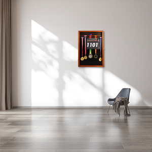 Vetrina Espositiva per Medaglie Sportive con Porta in Vetro, Scatola Porta Premi in Legno da Parete con Chiusura - Product Image 6