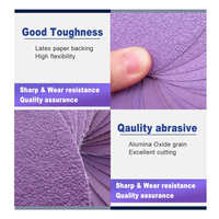 Disque de ponçage multi-trous violet de 6 pouces, papier abrasif à crochets et boucles pour ponçage à sec de peinture automobile, métal et bois