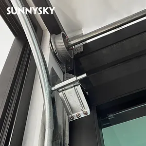 Porta de garagem de vidro de alumínio preto automático residencial de baixo preço