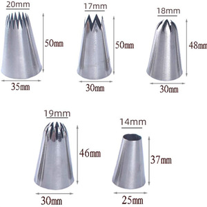 5 Piece 304 Stainless Steel Piping Tips Set Star Shape Cake Decorating Tools For Butter Cake Decorating - Product Image 3