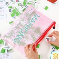 Sac de rangement transparent en PVC pour tuiles de Mahjong vides, compatible Mahjong américain, japonais, Riichi et Mahjong occidental, idéal pour les fêtes, les rassemblements et les voyages