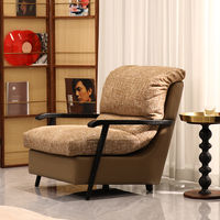 Fauteuil d'appoint en bois massif, fauteuil de détente rembourré, siège moderne pour salon