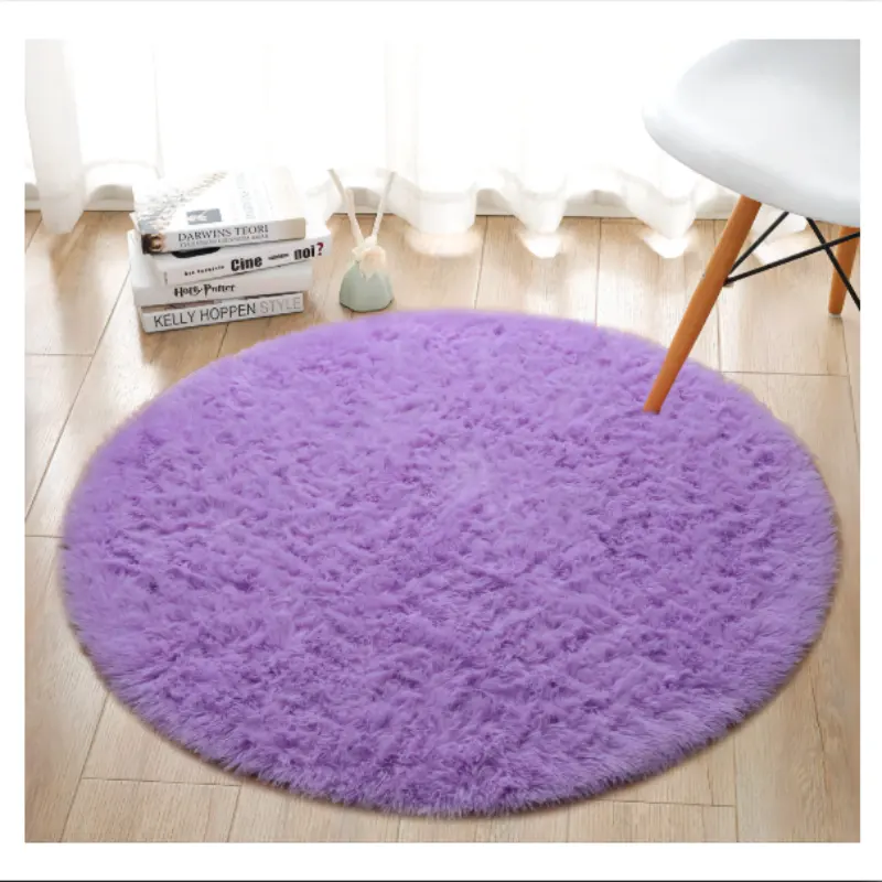 Amazon hot product round fluffy soft plush carpet children girl room princess castle plush carpet