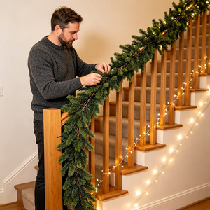 Guirlande de Noël artificielle Yan Ju en pin, 1,8 m, 144 aiguilles fourchues, pour décoration murale, fenêtre, cheminée - Product Image 3