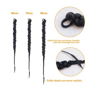 Perruque tressée pour femme, style européen et américain, avec mèches bouclées effet machine, queues de cheval à double trame, dreadlocks torsadées, doubles queues de cheval hautes - Product Image 5