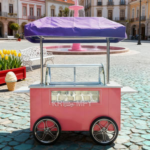 Chariot à glaces mobile à pousser à la main avec vitrine, homologué CE 2025 - Product Image 5