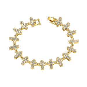 2026 Hot Selling Simple Design Geometric <b>Cross</b> <b>Chain</b> Bracelet Hiphop Alloy Gold Silver Plated Men's Bracelets Fashion Jewelry - Product Image 5