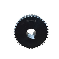 CDRIVA Polea de sincronización OEM personalizada de acero inoxidable/aluminio resistente a la corrosión, negra, con brida, buje cónico y ranuras para chavetero de 38T