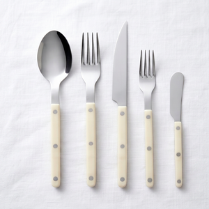 Minimalist Flatware Set Stainless Steel <b>Mirror</b> Finish <b>Plastic</b> Handle Dishwasher Safe For Wedding Use And Tableware Use - Product Image 1