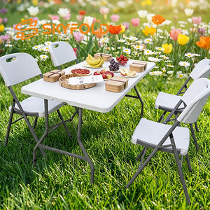 <span class=keywords><strong>Mesa</strong></span> Plegable <span class=keywords><strong>de</strong></span> Plástico HDPE Ligera <span class=keywords><strong>de</strong></span> 6 pies para Campamentos, Bodas y Fiestas, para Uso en el Hogar, Comedor y Sala <span class=keywords><strong>de</strong></span> Estar - Product Image 6