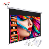 Écran de projection motorisé pour cinéma maison, écran de projection électrique mural et de plafond avec télécommande