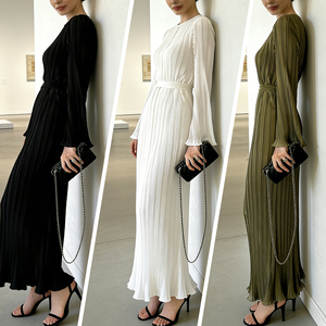 Nouveau Design Robe Musulmane Modeste à Manches Évasées – Vente <span class=keywords><strong>en</strong></span> Gros Usine de <span class=keywords><strong>Robes</strong></span> Plissées <span class=keywords><strong>Longues</strong></span> Musulmanes - Product Image 2
