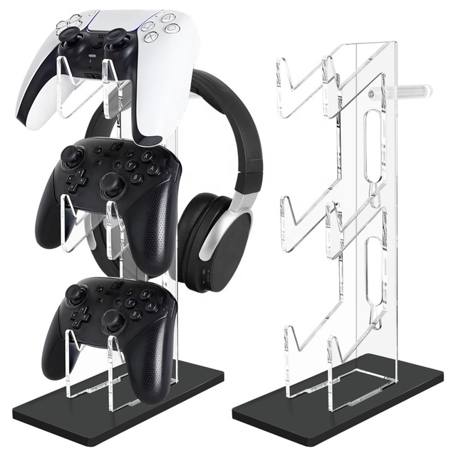 Game Controller Holder 3 Tier Universal Stand with Headphone Holder Navy Acrylic Display for Nintendo Switch Desk Mount