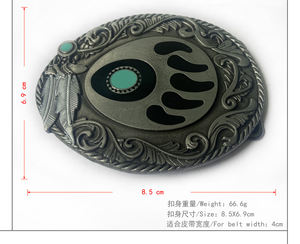 Hebilla de cinturón de pata de oso pintada decorativa hebilla chapada ornamental de plata antigua occidental para cinturón de cuero - Product Image 2