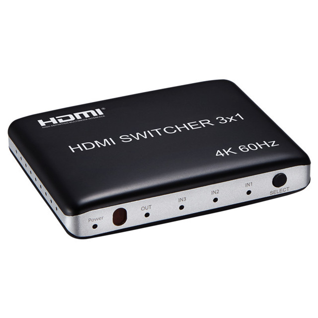 HDTV Switcher 3*1 Be Switched to a Single Display Terminal Via Remote Control Buttons on Unit Supports 4K HDCP2.2 18Gbps HDR10