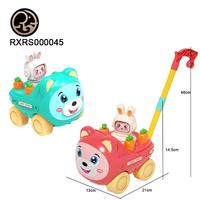Jouet d'éveil pour tout-petits : Chariot à pousser et à tirer Ours de dessin animé, trotteur pour bébés et enfants, jouet éducatif pour l'apprentissage précoce