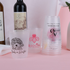 Bicchieri Personalizzati con Logo per Feste, Bicchieri in Plastica Opaca Riutilizzabili e Resistenti per Decorazioni Matrimoniali e Forniture per Feste - Product Image 2