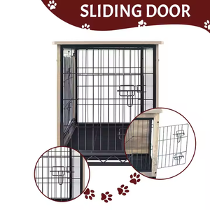 Legno di ferro cassa di cane mobili con vassoio di plastica per animali domestici gabbia di legno per cani - Product Image 5
