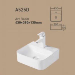 Lavabo de Cerámica Blanco CR A525B, 600x450mm, Lavabo de Encimera con un Solo Orificio - Product Image 2