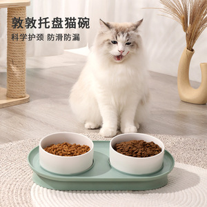 Ensemble de gamelles doubles en céramique antidérapantes pour chats - Product Image 1