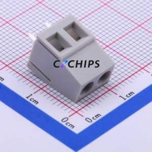 DB128V-5.0-2P-GY-S Screw Terminal Block Through hole Component (THT),P=5mm Connector 1x2P 5mm Gray Through Hole - Product Image 1