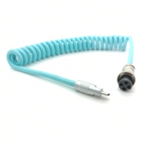 USB type-c ordinateur de bureau jeu clavier mécanique câbles de données connecteur d'aviation bobine câble ressort fil manchon enroulé Nylon